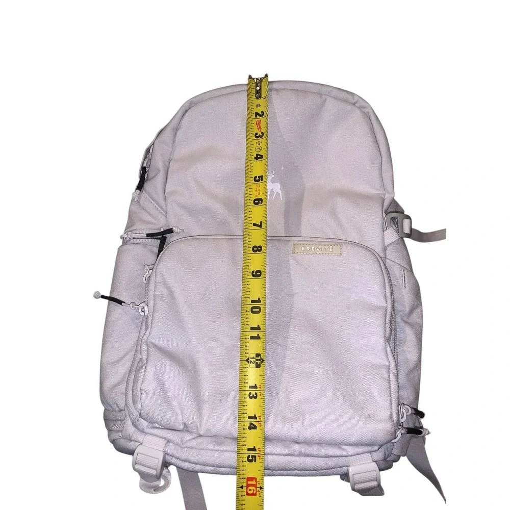 Brevite The Jumper Camera Backpack Unisex Light Gray Laptop Pockets Techwear